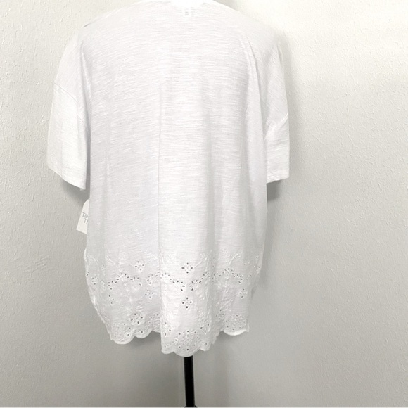 Time and Tru Women's Plus Eyelet T-Shirt White Size XXL (20) Lightweight NWT - Picture 3 of 9